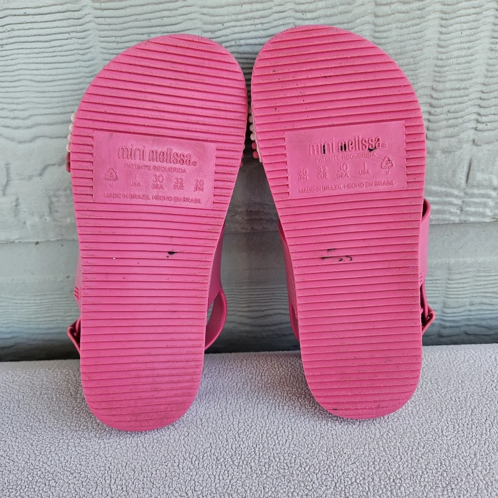 Mini Melissa Panama Slingback Buckle Sandal Girl SZ 1 Pink Ombre Rainbow